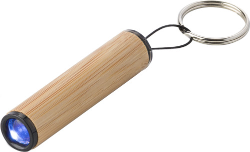 Mini LED light torch keychain made of bamboo - Barkby