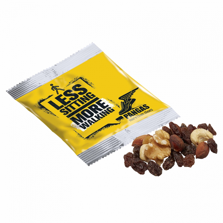 Aluminum coated foil packed with a mix of nuts and raisins - Little Gidding - Borwick