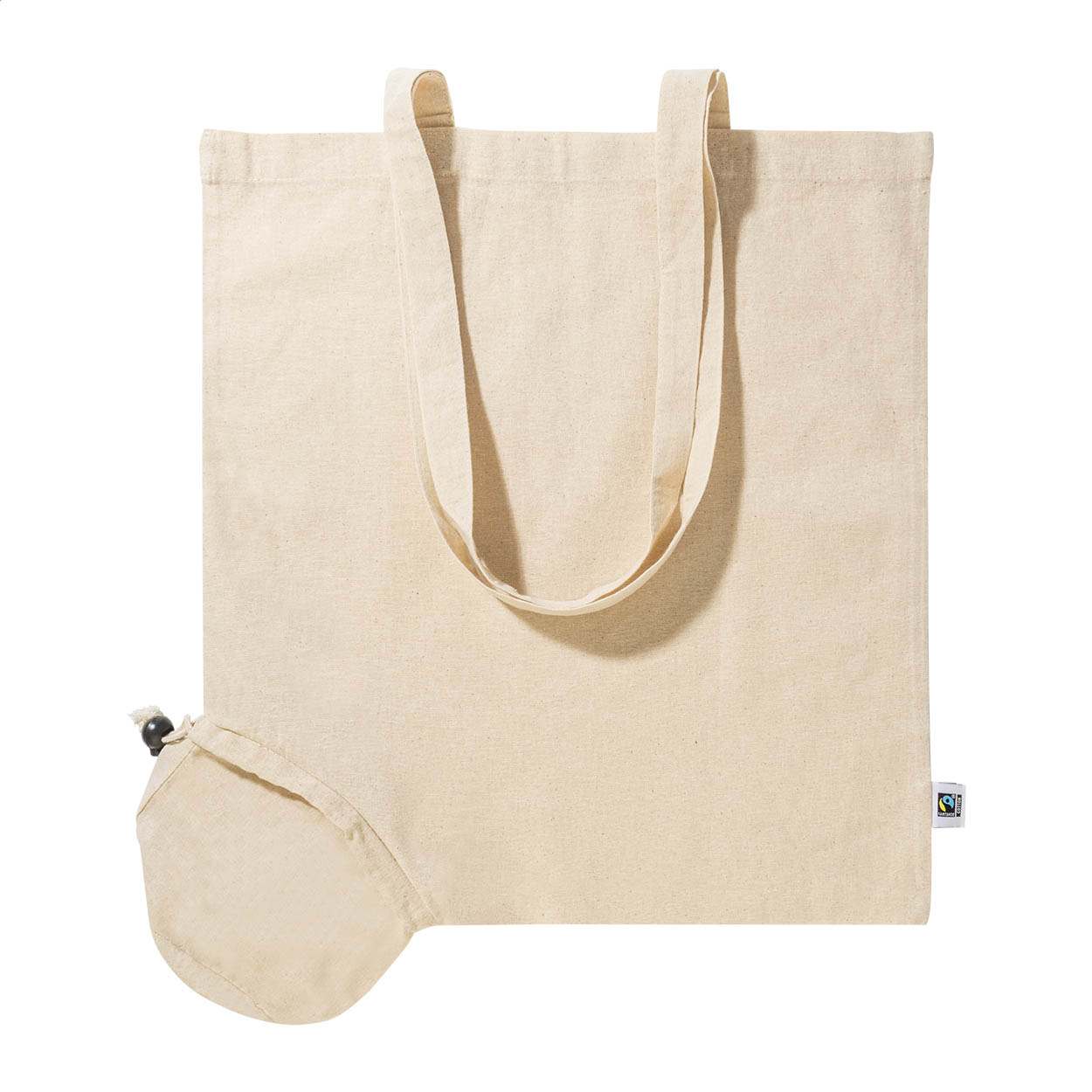 Fershop Fold foldable Fairtrade cotton shopping bag with logo, 140 g/m²