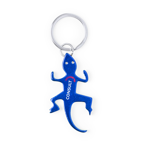 This is a keychain opener that has a design of a salamander and made of aluminum. - Carshalton