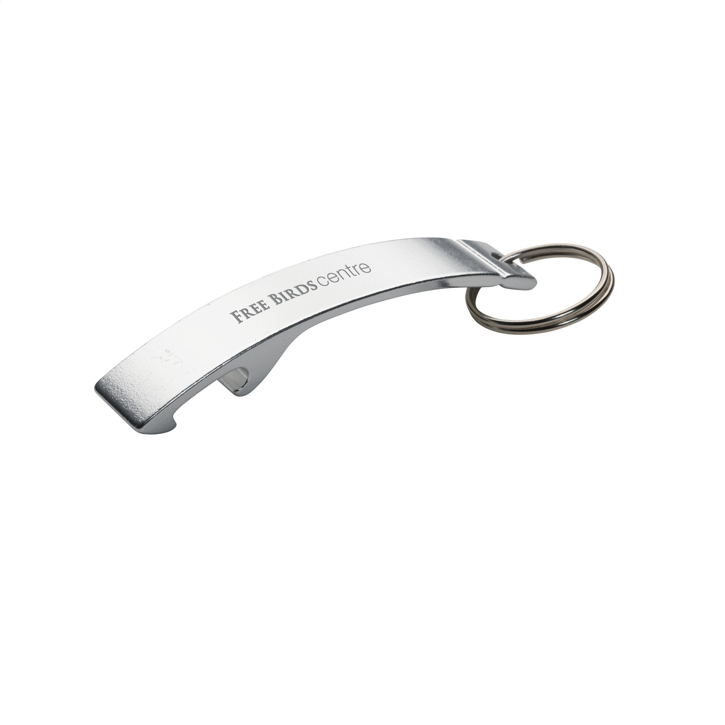 Curved Aluminium Keyring Opener - Butterton printed with logo