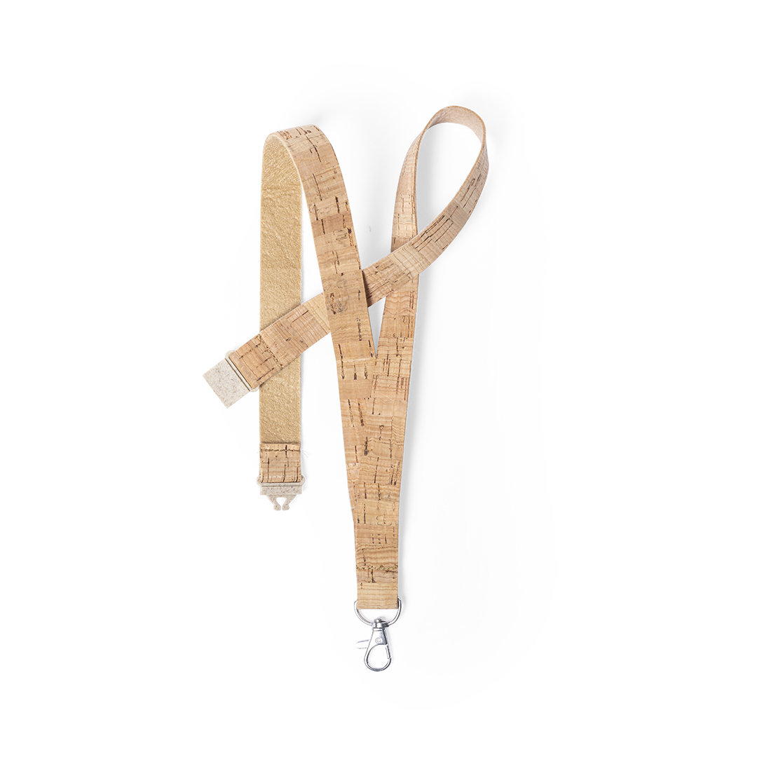 A lanyard made of natural cork material featuring a wheat straw/PP buckle and a safety lock for the neck - Odiham