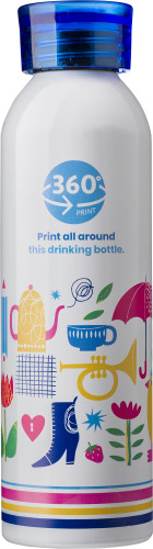 Aluminium water bottle with a glossy finish and a colored cap 650ml- Leeds