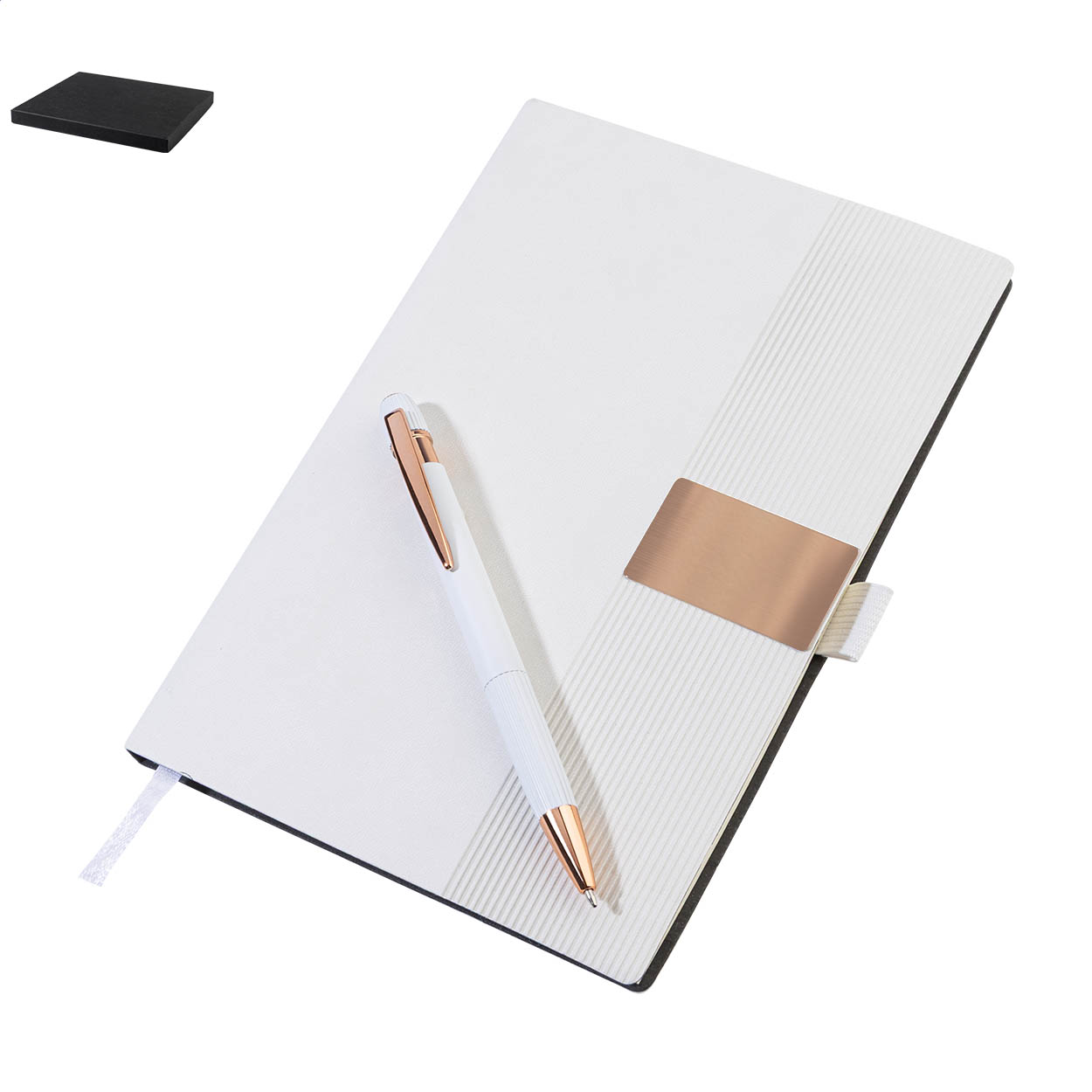 Rozzet notebook set with A5 recycled PU notebook and aluminium pen