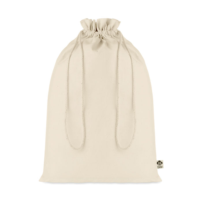 An eco-friendly gift bag made from organic cotton with a drawcord closing mechanism. - Trowbridge