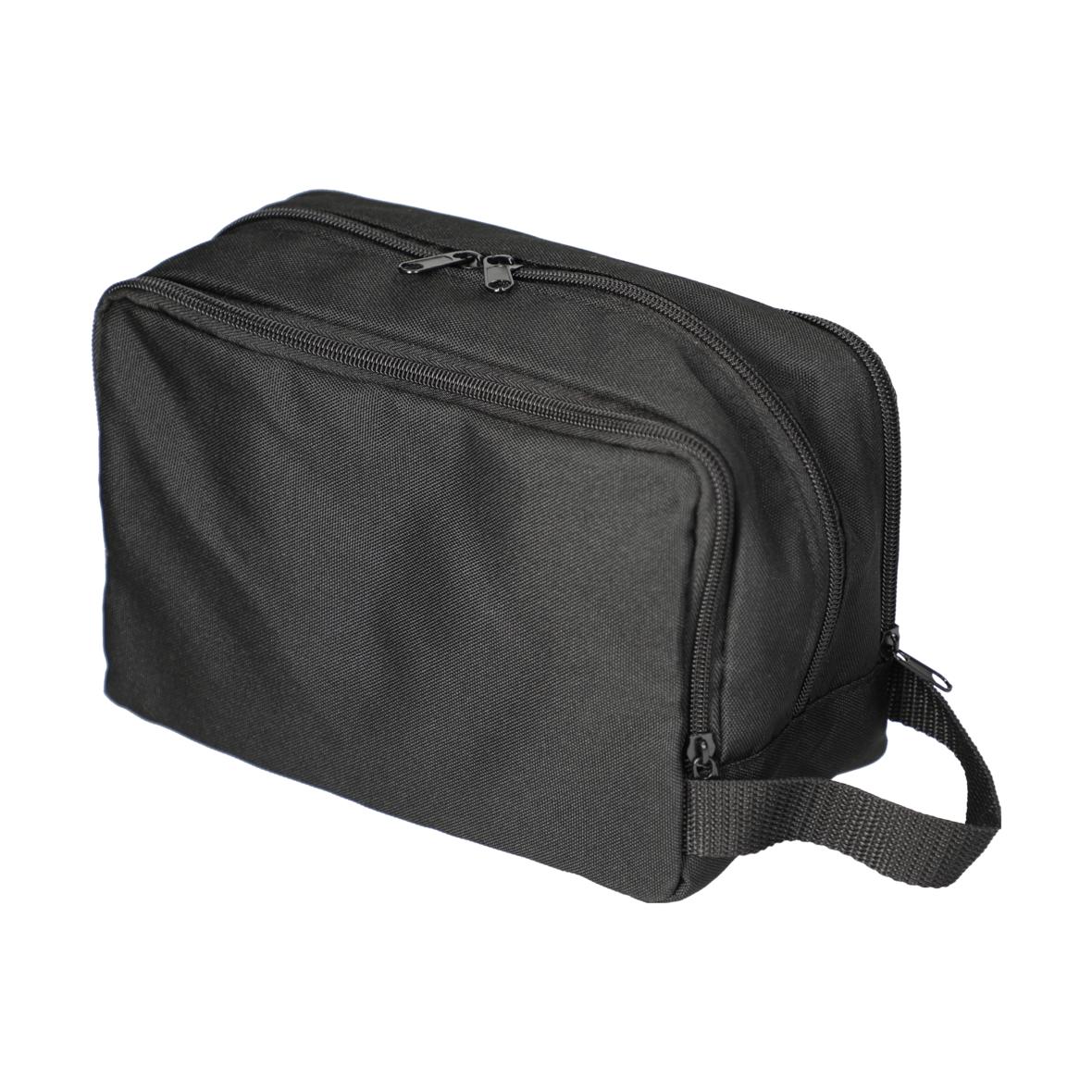 Schwarze Polyester-Kulturtasche mit mehreren Fächern - Krempe