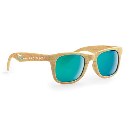 Classic Wooden Look Mirrored Sunglasses - Solihull