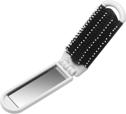 Foldable Plastic Hair Brush with Mirror - Barton-on-Sea