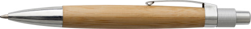 A ballpoint pen made of bamboo with a metal clip and ABS components, from Winterbourne Monkton. - Long Marston