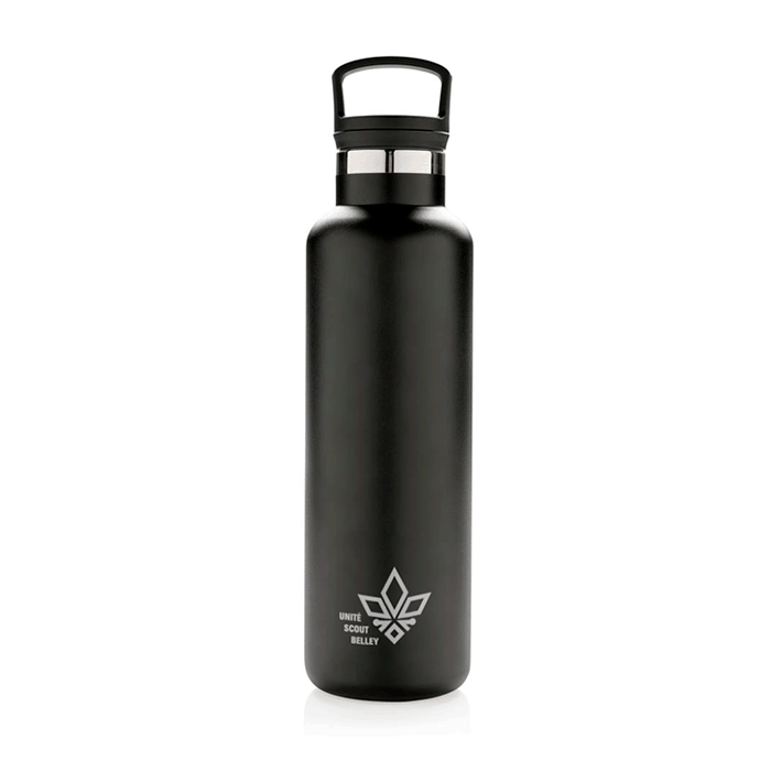 A bottle that is insulated with a double wall vacuum and has a 2-in-1 lid. 600ml - East Budleigh 