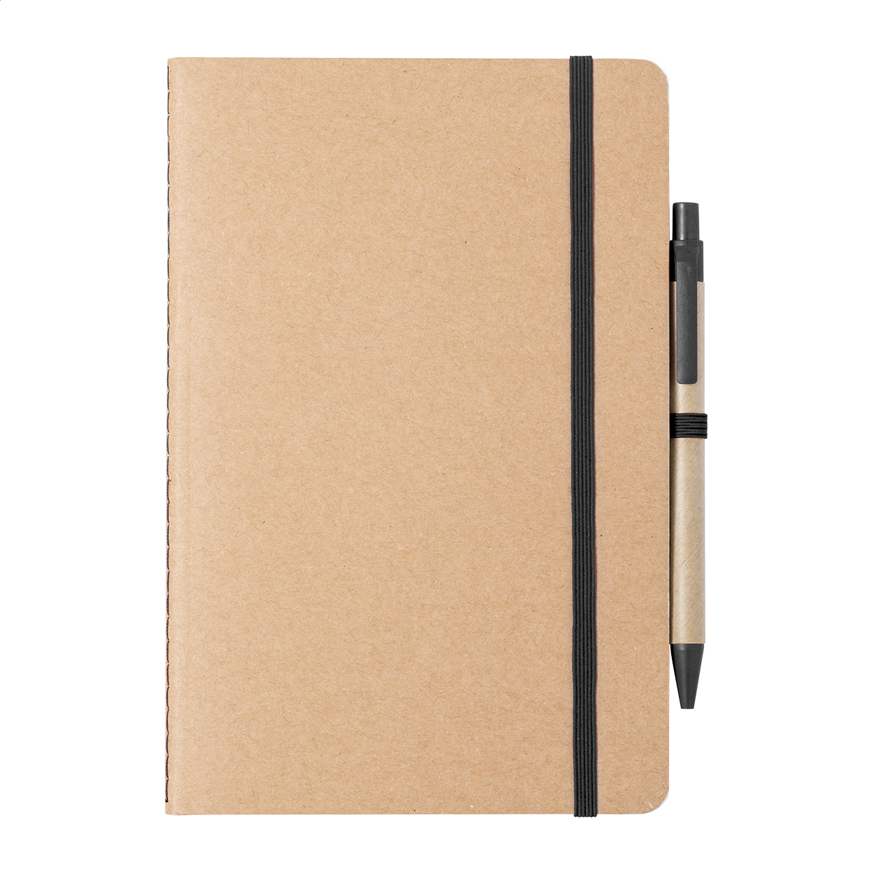 Ginkgo A5 recycled cardboard notebook with wheat straw pen and logo