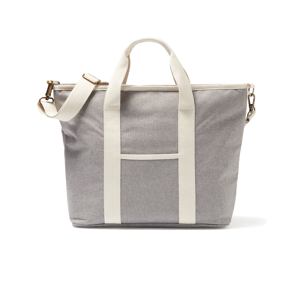 A cooler bag with a mottled tone, accented with faux leather and cotton detailing - Edgbaston