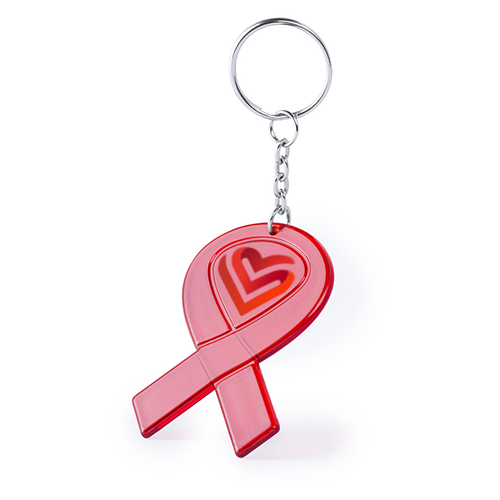 Personalisierter Schlüsselanhänger mit rotem Band Solidarität - Grenoble