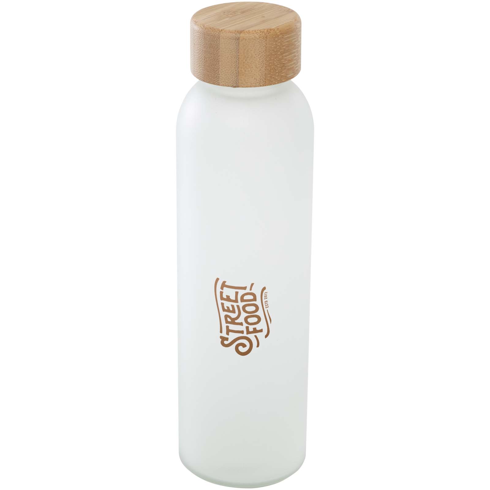 Lume 500 ml bottle made of matte soda lime glass with a bamboo lid