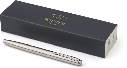 Fountain pen made of stainless steel, with blue ink and a cap - Adbaston