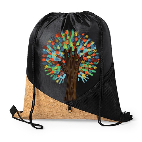 Backpack with Cork Detail and Drawstring - Irlam Vale