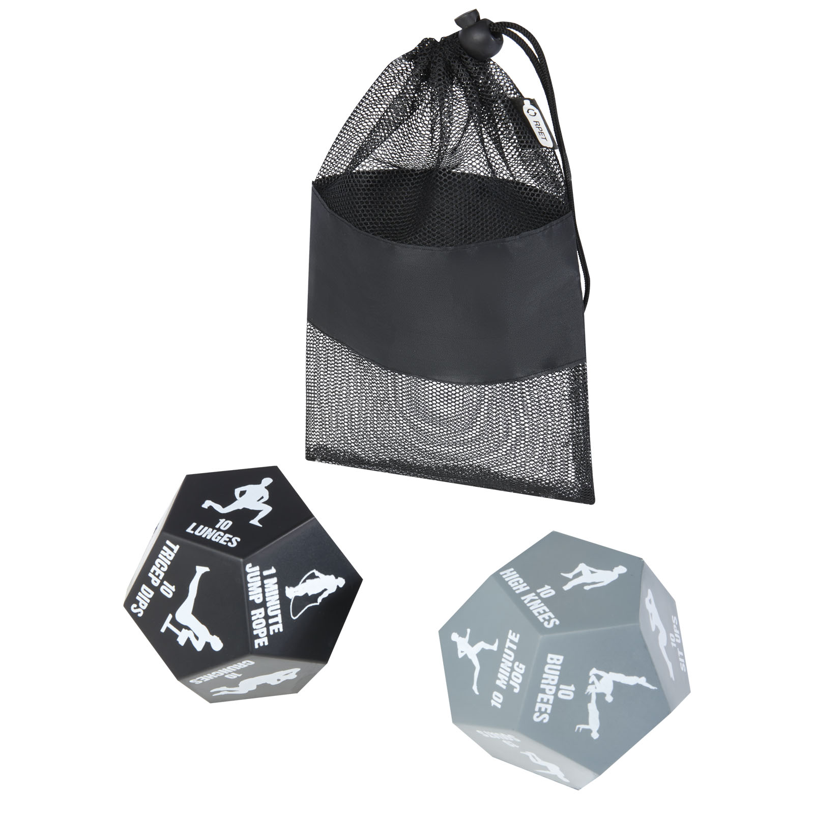 2-Piece Exercise Dice Game Set with Storage Pouch - Cardigan