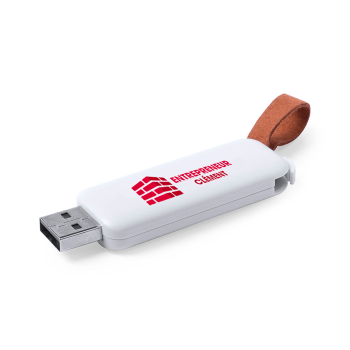 Minimalist 16GB USB Flash Drive with Leather Strap - Totnes
