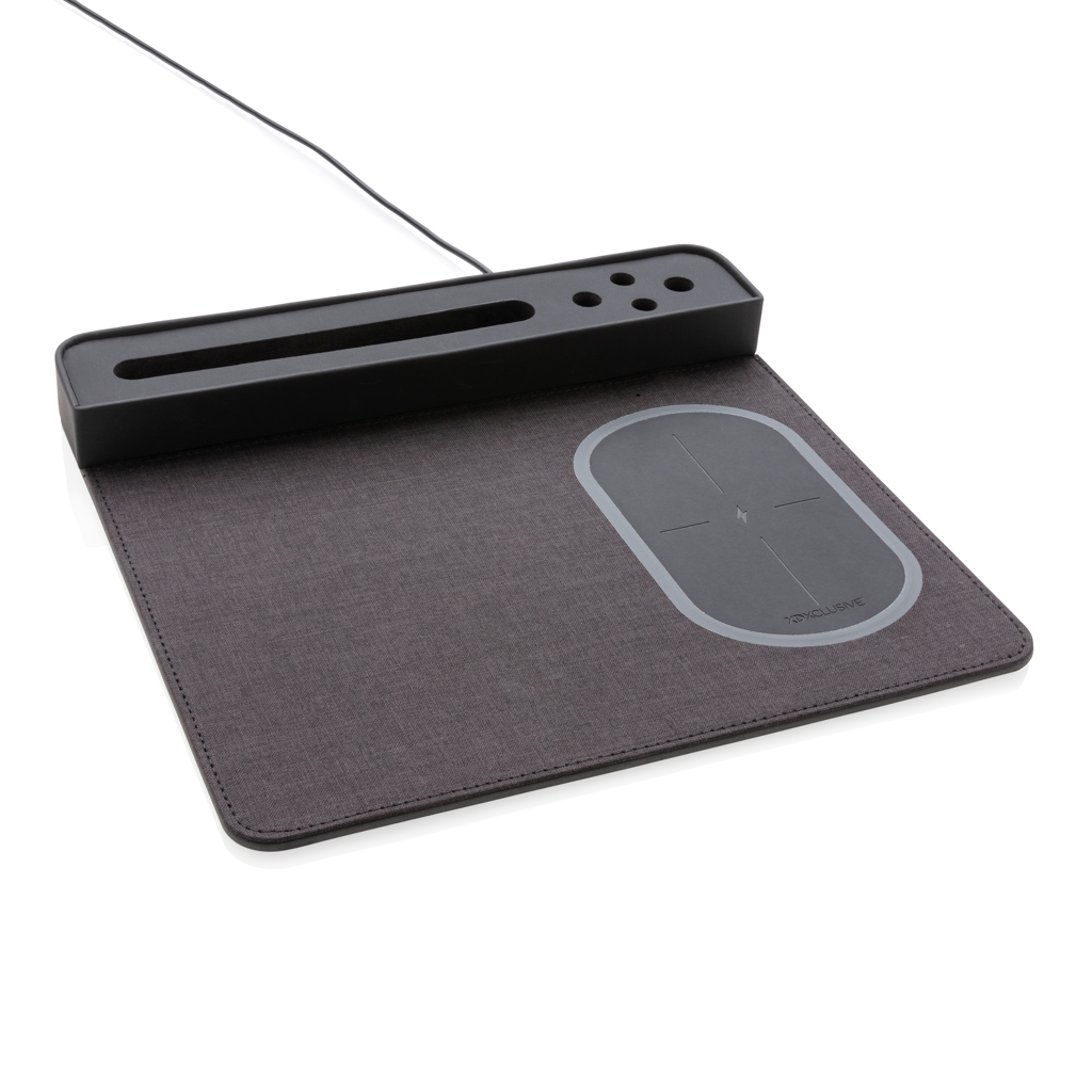 Alfombrilla de ratón con carga inalámbrica con soportes para teléfono y bolígrafo - Durness