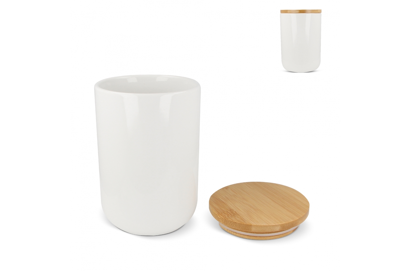 900ml Ceramic and Bamboo Canister - Stourton Caundle