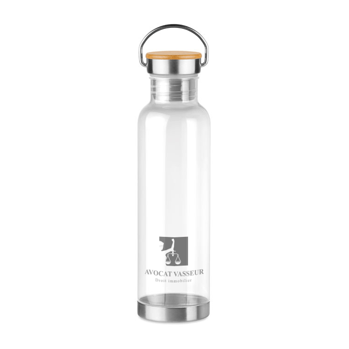 Personalisierte Trinkflasche aus Tritan mit Bambusdeckel 800 ml - Johannes