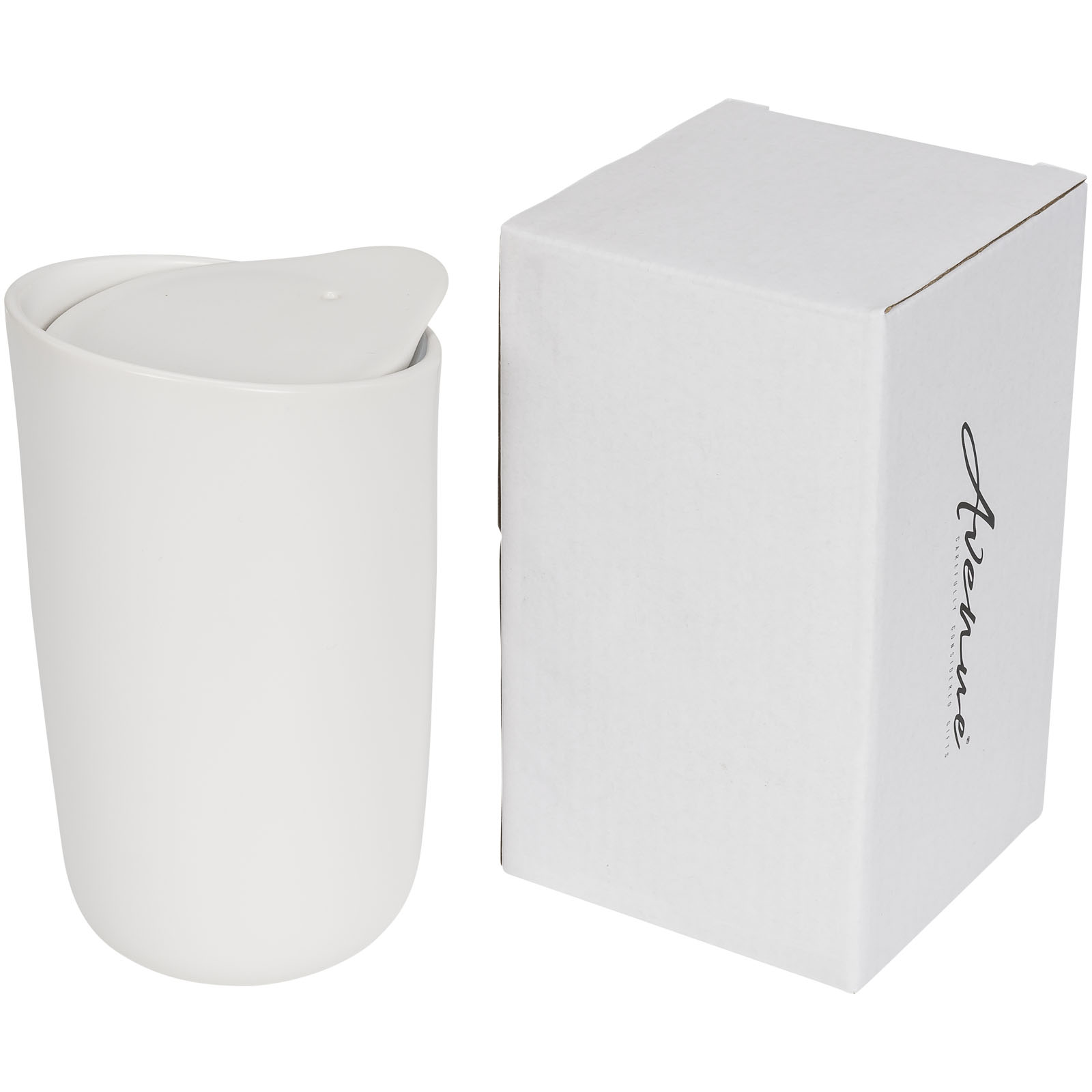 Double-Wall Ceramic Tumbler with Lid - Braunton