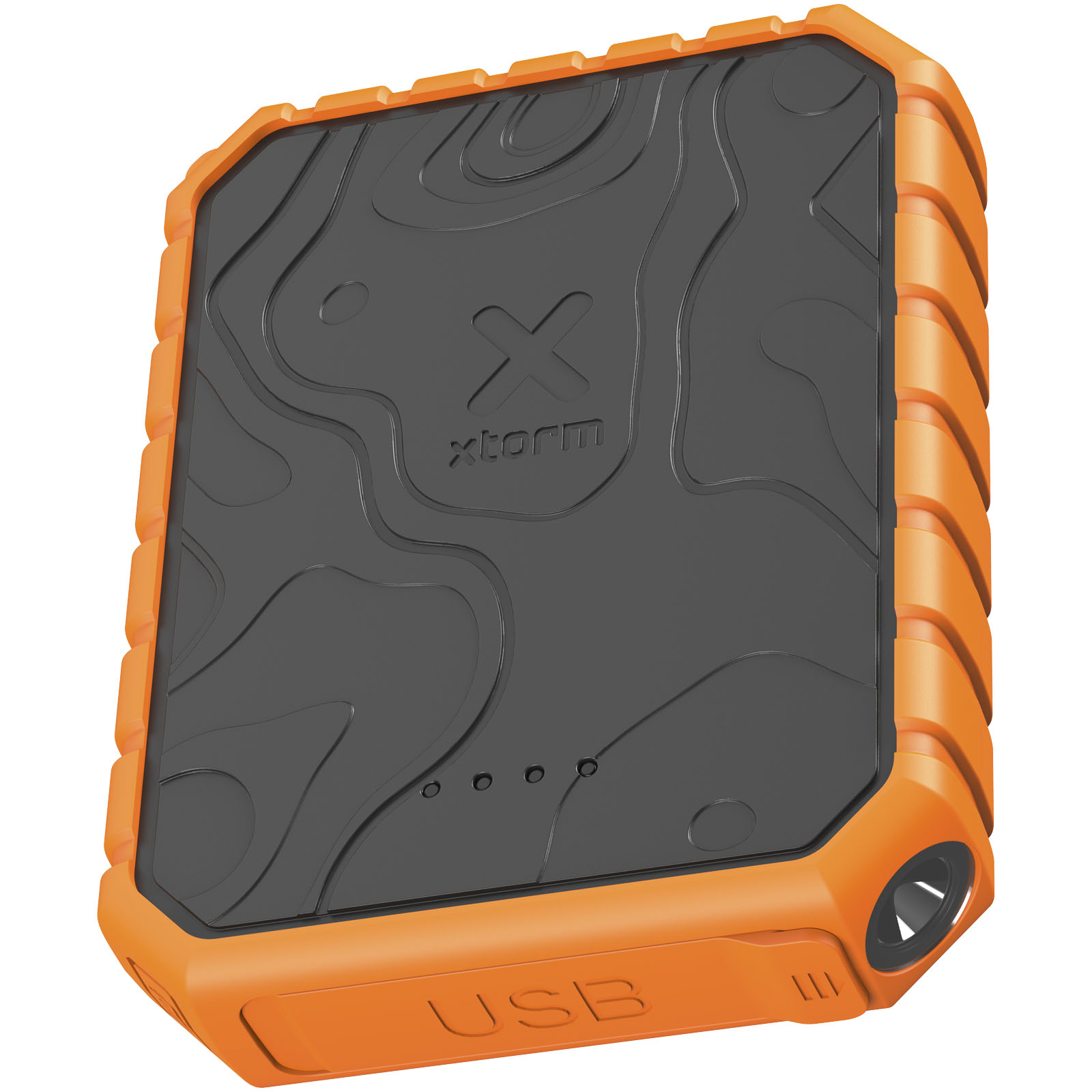 10,000 mAh 20 W QC3.0 waterproof back-up battery with Xtorm XR201 Xtreme torch - Black / Orange