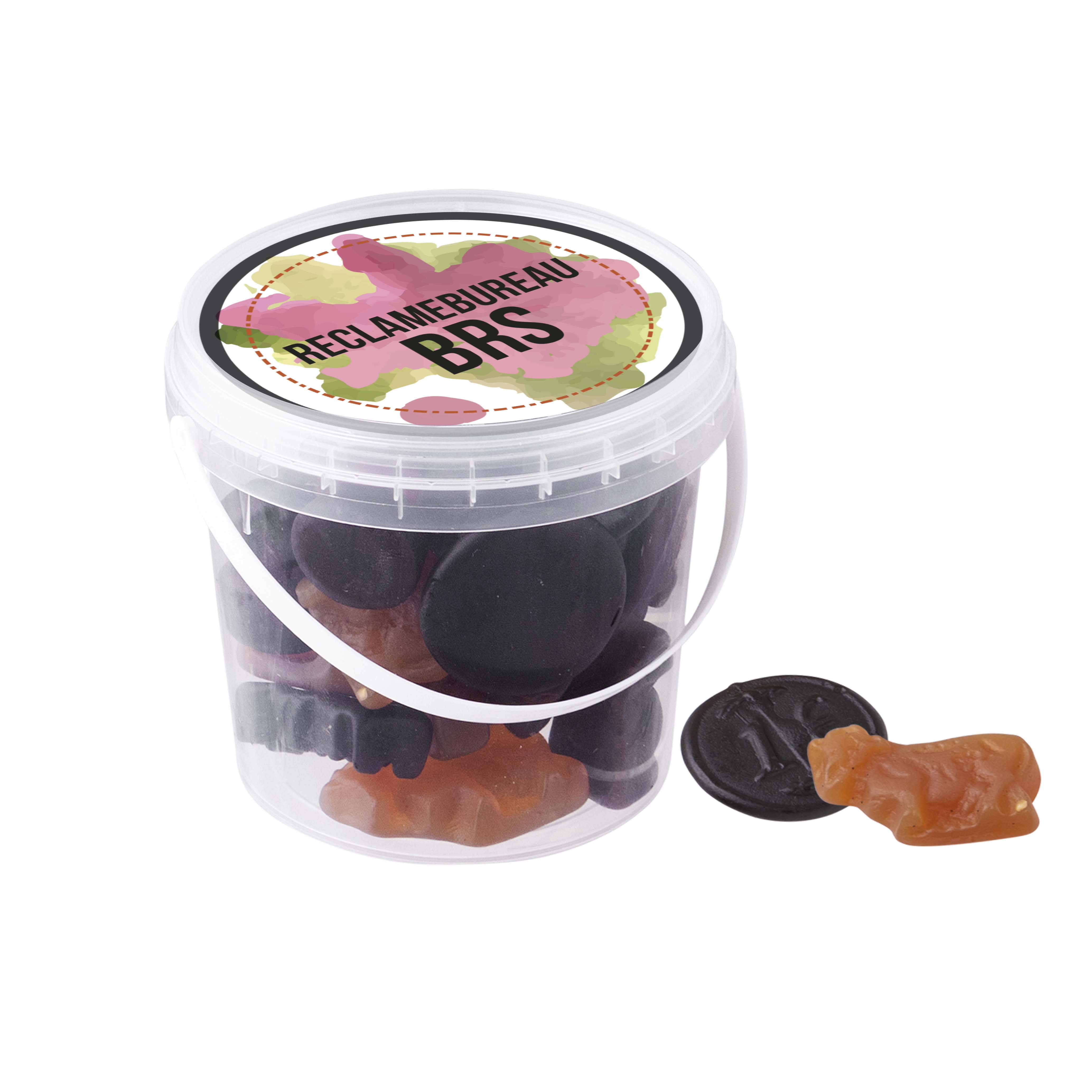 Eimer mit Lakritzbonbons oder Winegums