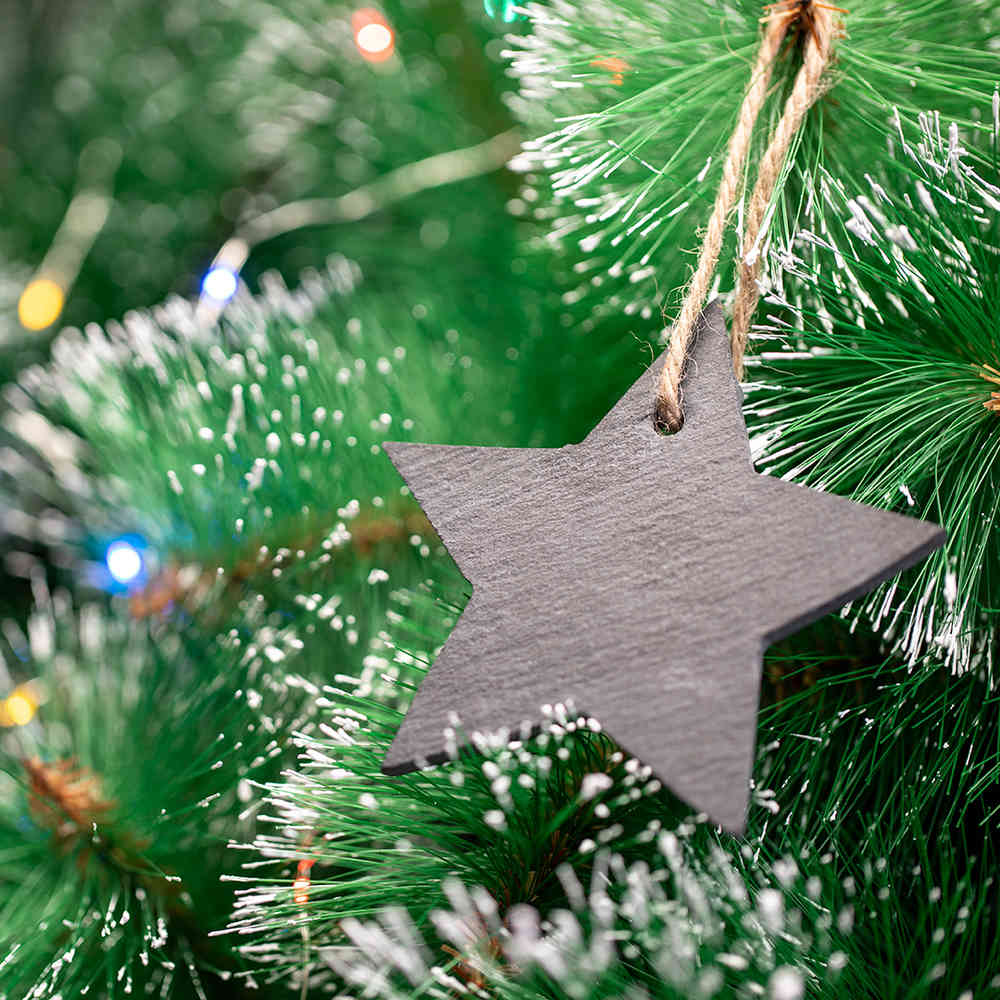 Slate Christmas Ornaments with Tree and Star Designs - St Just in Penwith