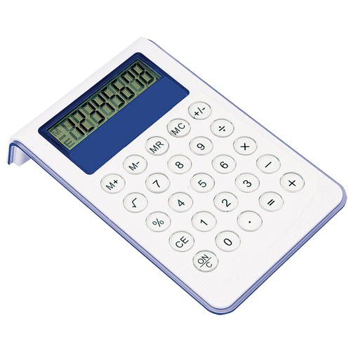 A calculator with a two-tone color scheme and the ability to perform calculations up to 8 digits. - Fowey