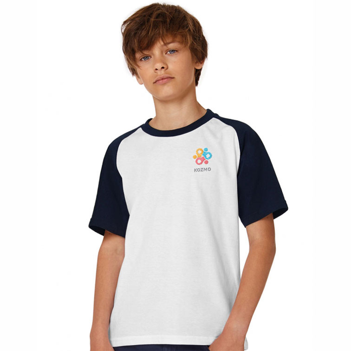 Contrast color cotton jersey raglan sleeve t-shirt - Benbecula