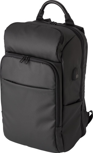 An insulated backpack made of polyurethane featuring a USB port and a laptop compartment - Mount Pleasant