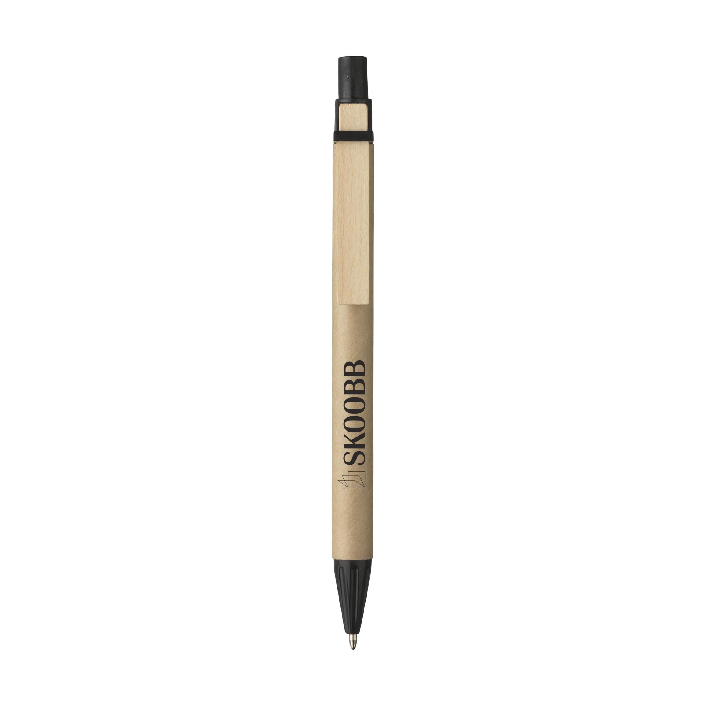 A ballpoint pen made from recycled cardboard with a wooden clip - Orphir