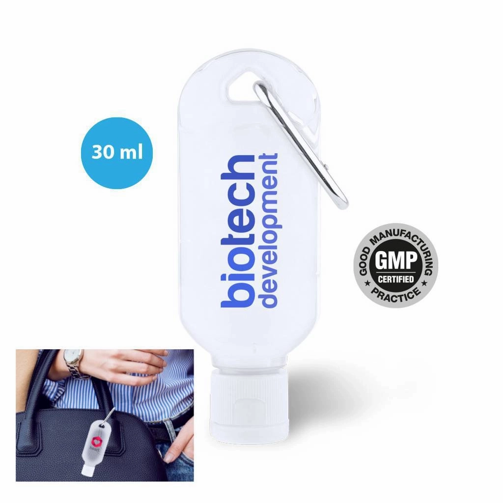 Refillable Hand Sanitizer Gel in a Bottle with a Carabiner - Four Marks