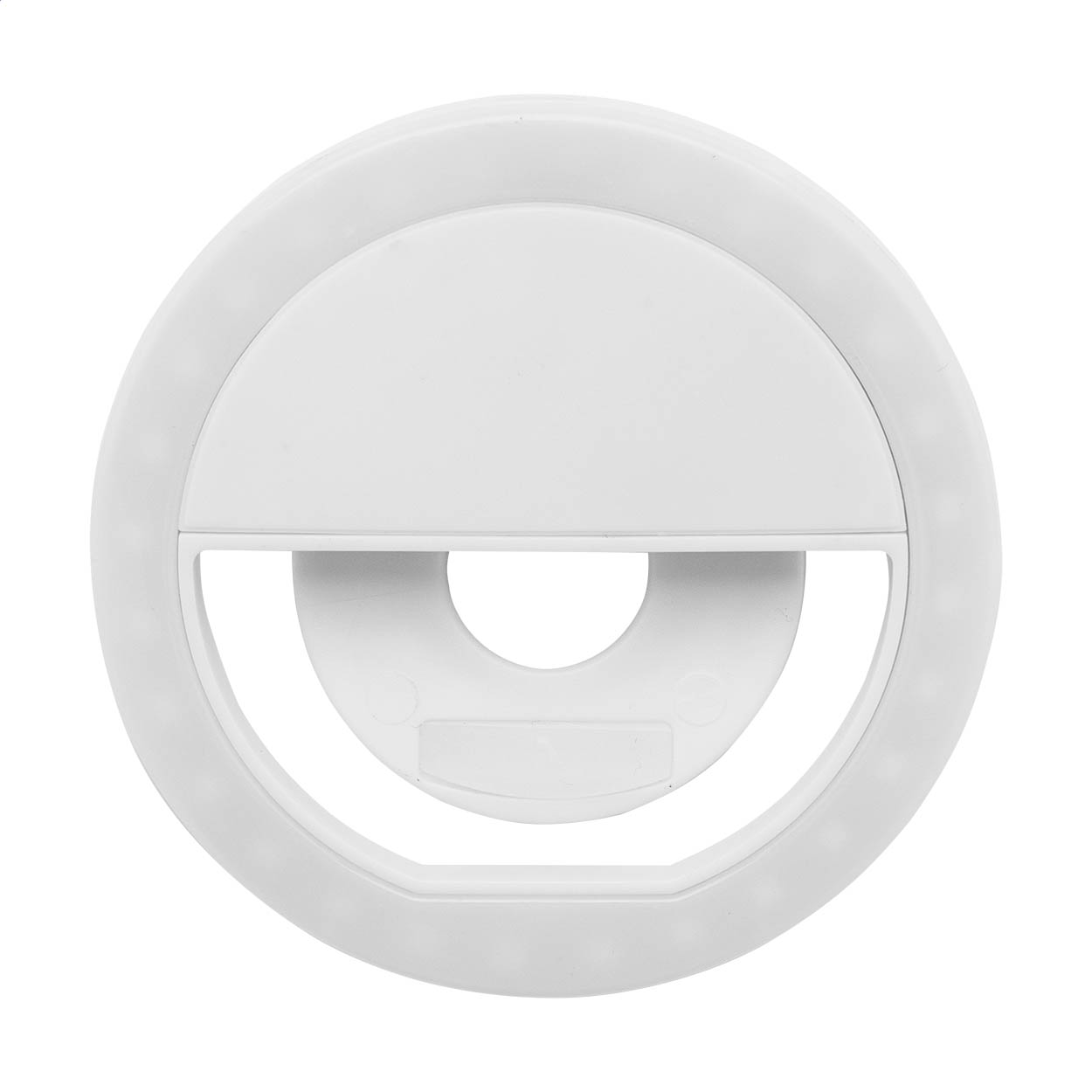 Radiance recycled ABS selfie ring light with 28 LEDs and logo printed with logo