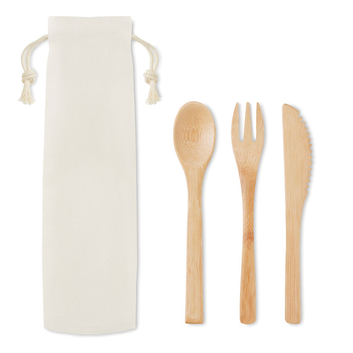 Bamboo Cutlery Set in Canvas Pouch - Marldon