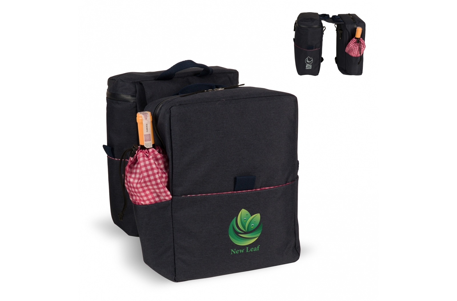 The Double Bicycle Picnic Bag comes with insulation and a set of tableware. It is perfect for picnics and outings. The bag is designed to fit comfortably on a bicycle, making it easy to transport. The insulation ensures that your food and drinks stay cold, and the included tableware set means you'll have everything you need for a perfect picnic. - Bedford
