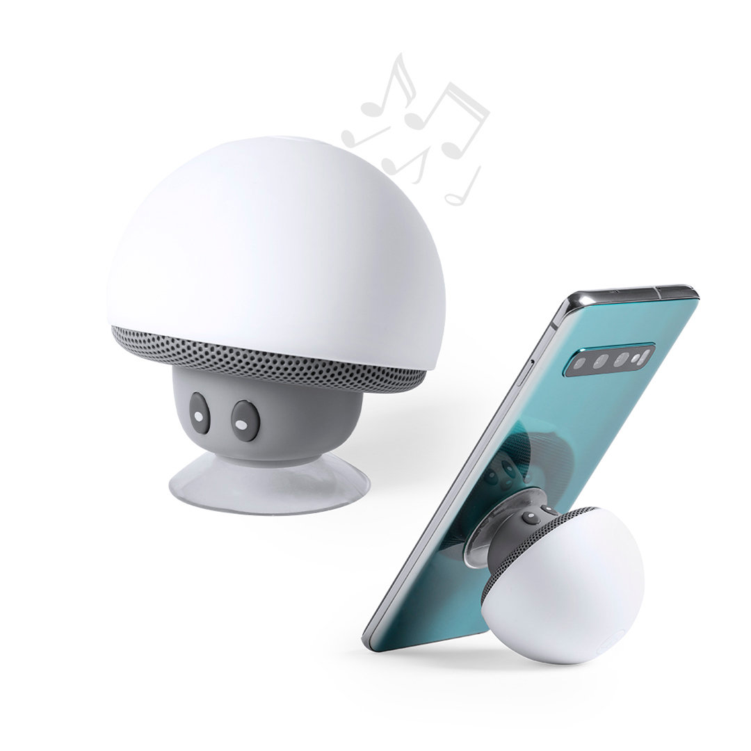Bluetooth speaker in the shape of a mushroom, with a built-in stand for holding your smartphone - Churchtown