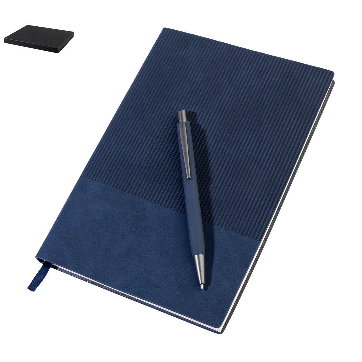 Strium notebook set with A5 recycled PU notebook and aluminium pen