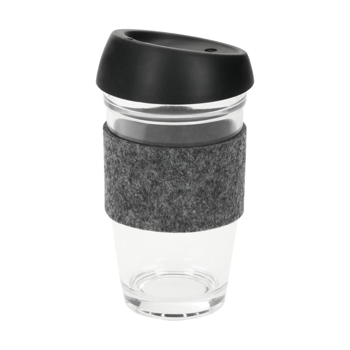 Borosilicate Glass Coffee Cup with Silicone Lid and Felt Sleeve - Hunstanton