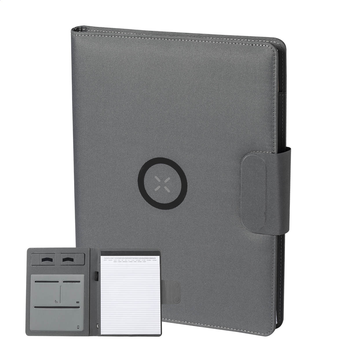 Gredox A4 RPET document folder with wireless charger and power bank