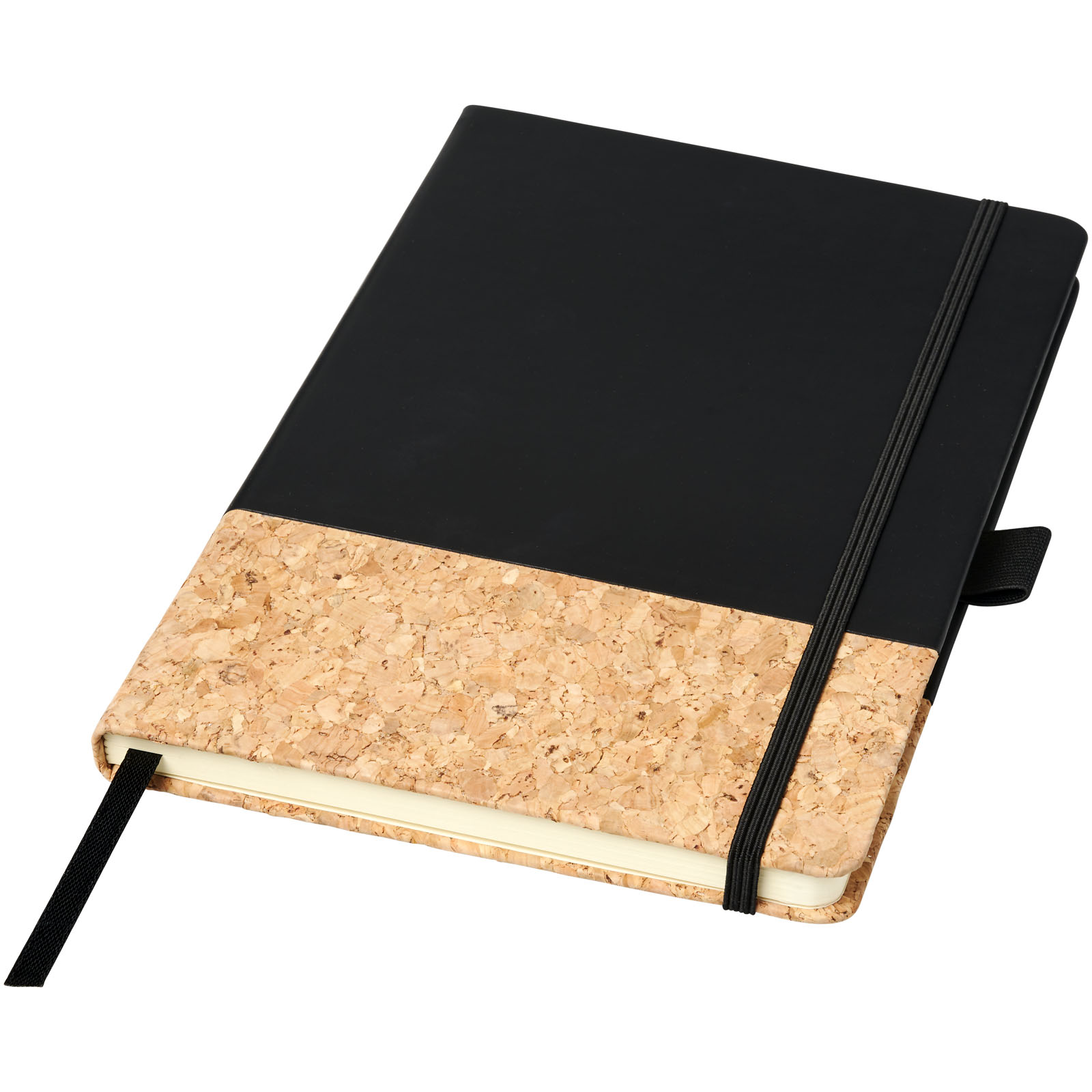 This is an elegant A5-sized notebook with a sturdy hardcover. The lower part of the cover is made of Polyurethane (PU), giving it a sophisticated look and a durable finish. - Daventry