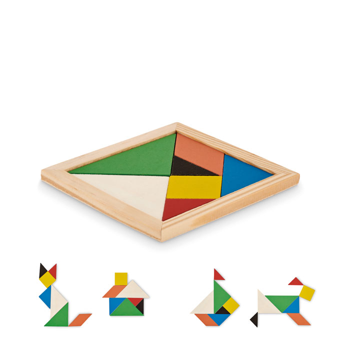 Juego de Rompecabezas Tangram de Madera de Colores - Camelford