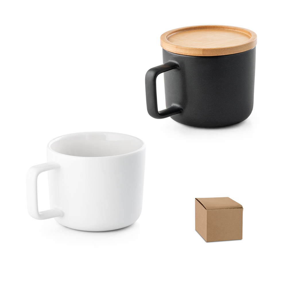 Ceramic Mug with Lid and Bamboo Base 220ml - Kelmscott - Knipton