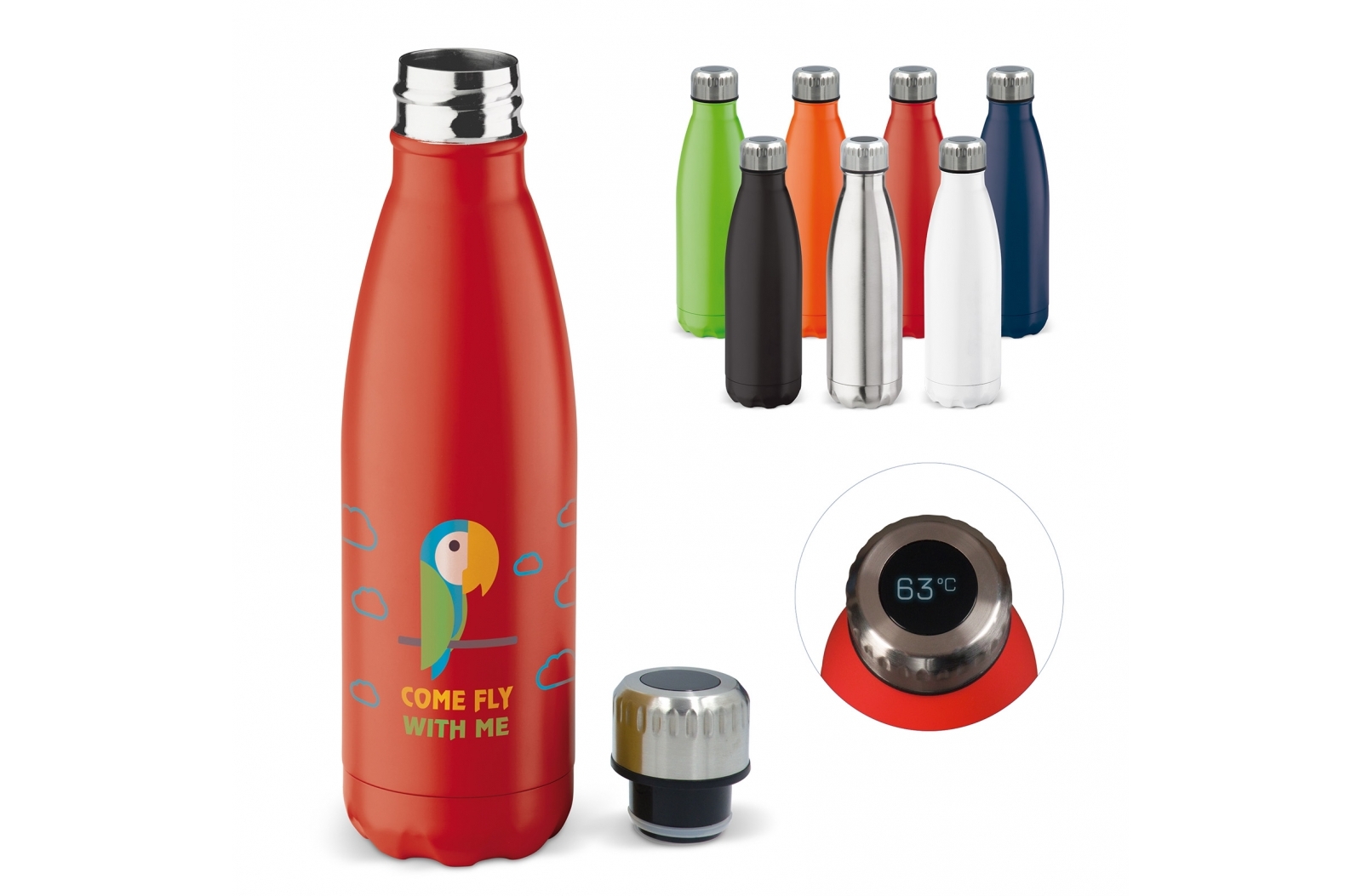 Isolierflasche Swing Colour-Edition mit Temperaturanzeige 500ml