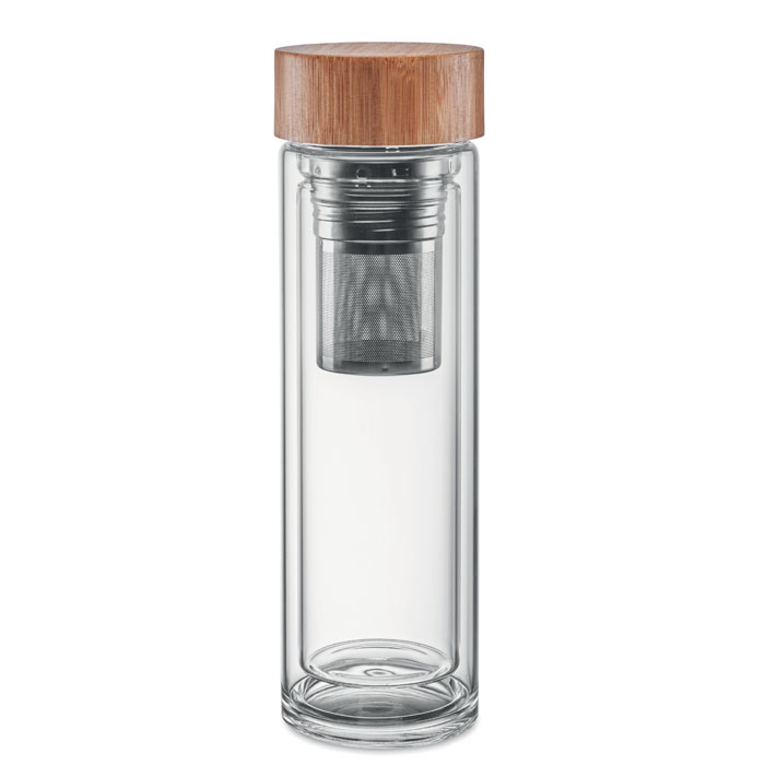 A glass bottle with a bamboo lid and a tea infuser 400ml - Tettenhall