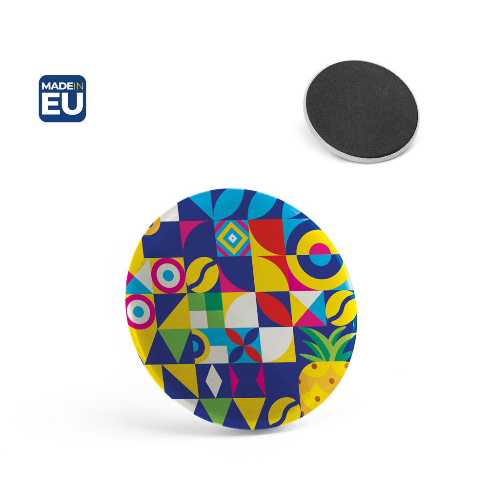 Button P'IN 7 magnetic badge, personalised with logo, ø50 mm