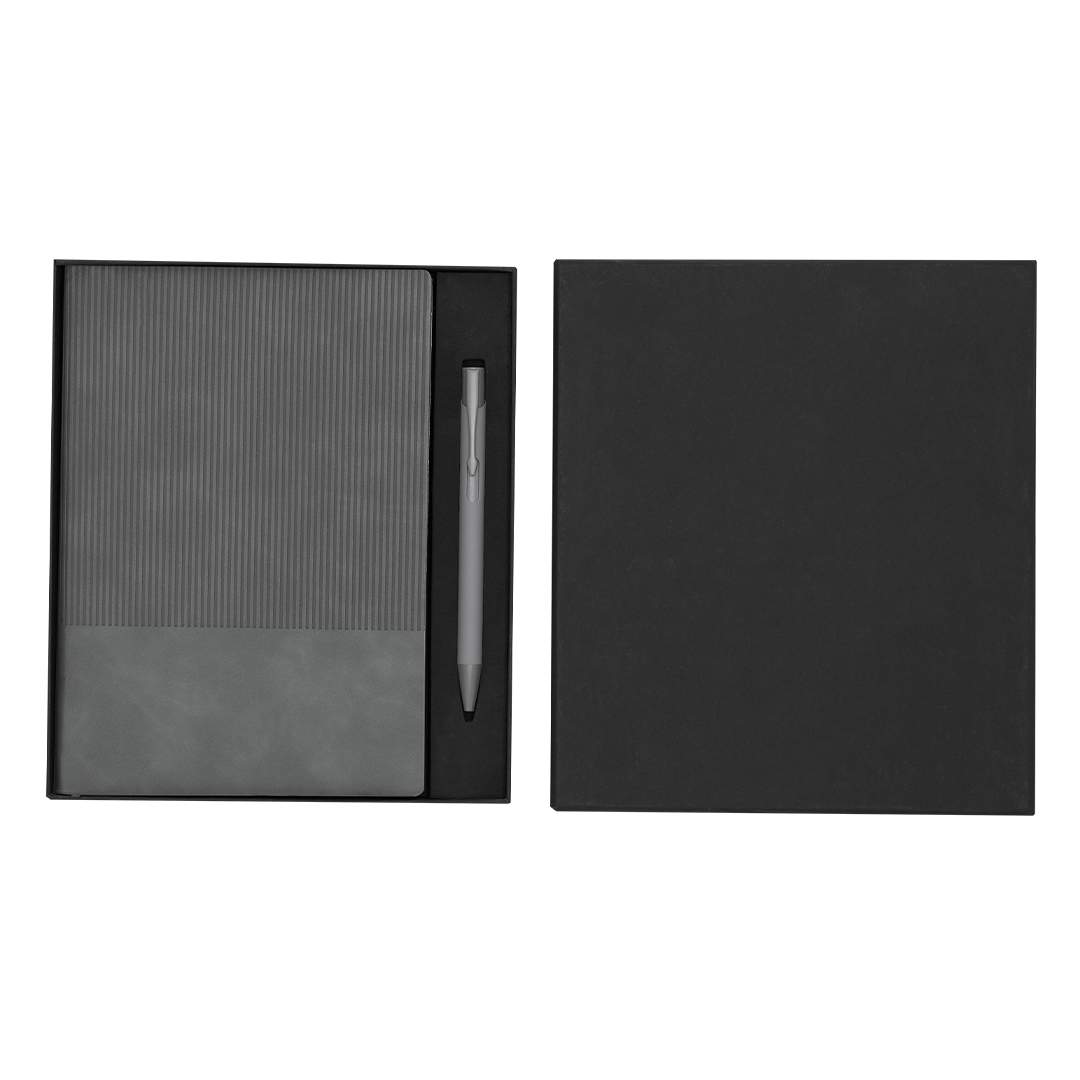 EcoSmart Duo: Recycled Notepad and Pen Set - Great Ayton printed with logo