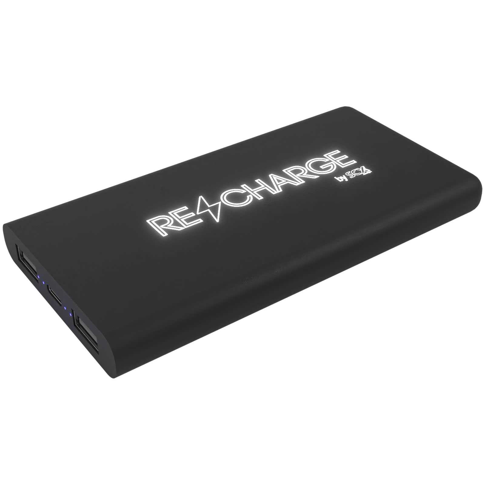 An antibacterial wireless power bank with a light-up logo and a 3-in-1 cable - Jersey