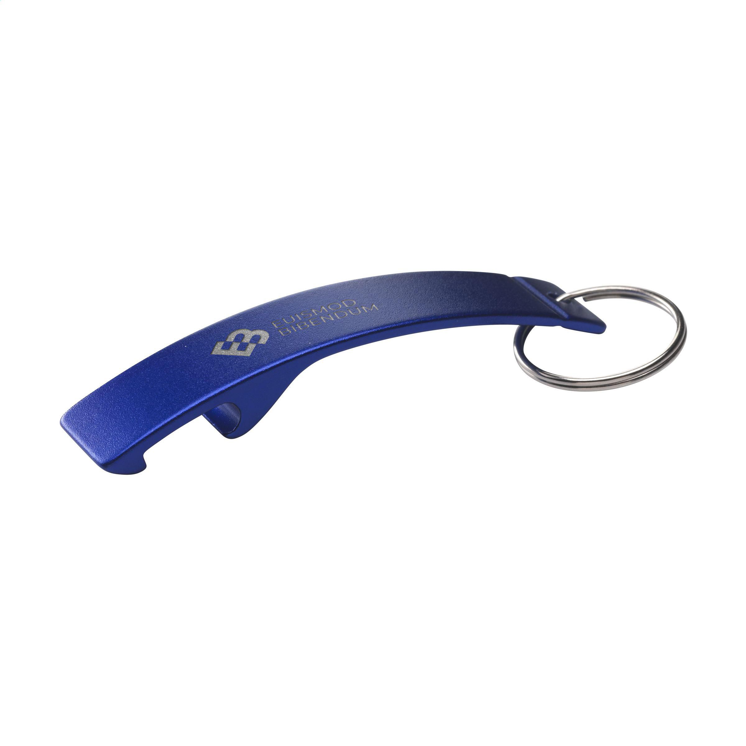 Eco-friendly Recycled Aluminum Keyring Opener - Pendeford printed with logo